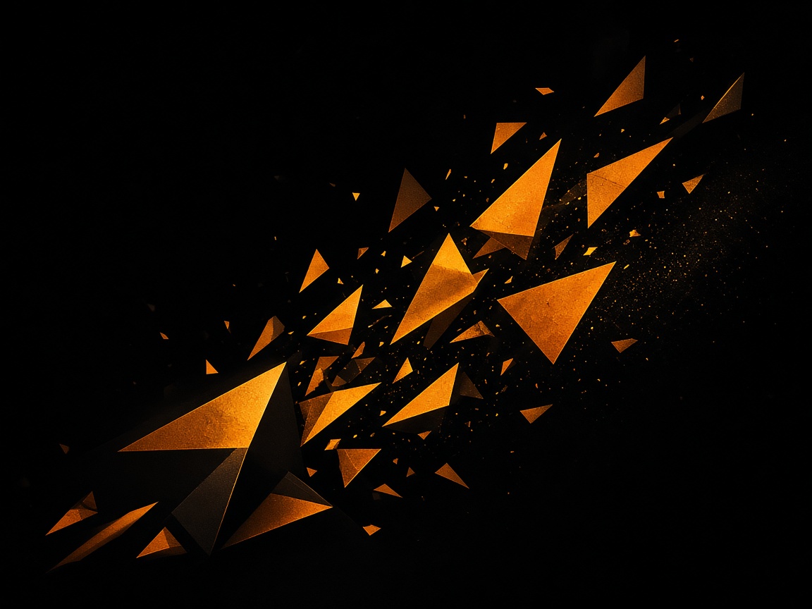 Geometric abstract of athletic motion in amber shards